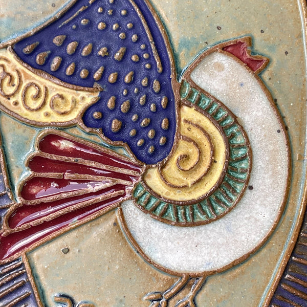 Whimsical Bird Pottery Wall Hanging – Handcrafted Ceramic Art