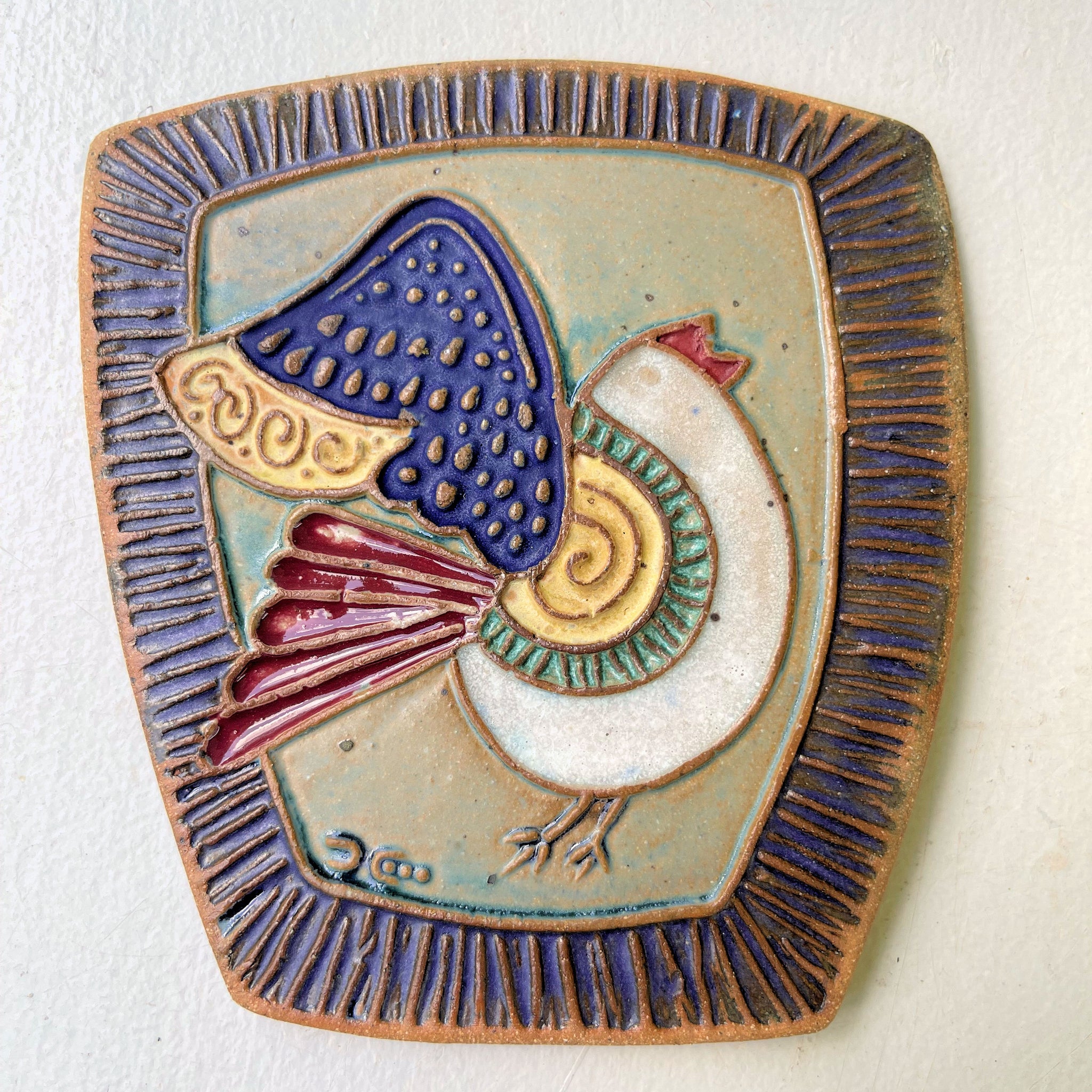 Whimsical Bird Pottery Wall Hanging – Handcrafted Ceramic Art