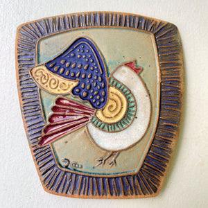 Whimsical Bird Pottery Wall Hanging – Handcrafted Ceramic Art