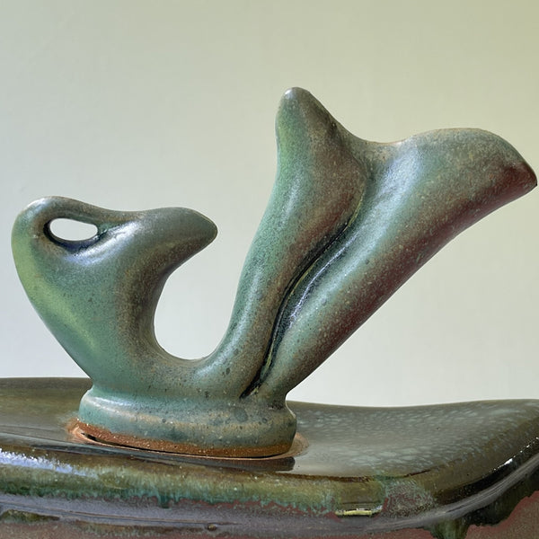 Dolphin Pottery Vessel with Lid