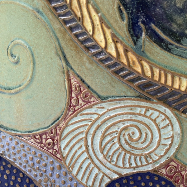 Dolphin Pottery Vessel with Lid