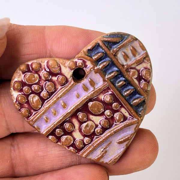 Heart Bead Pottery Focal Bead