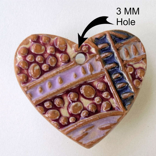 Heart Bead Pottery Focal Bead