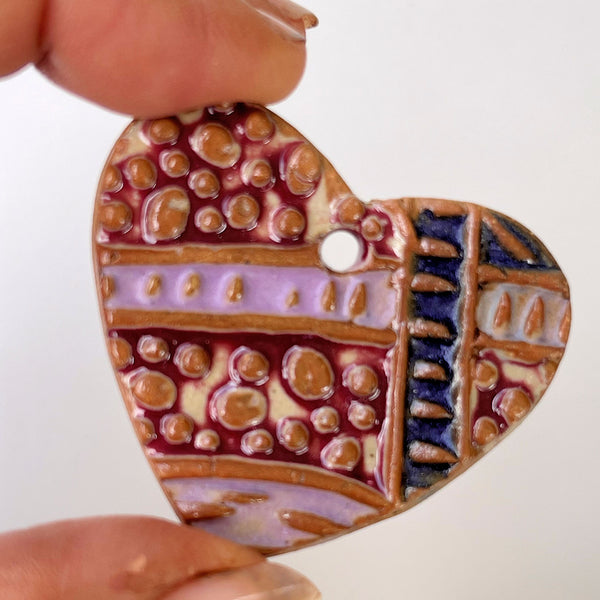 Heart Bead Pottery Focal Bead