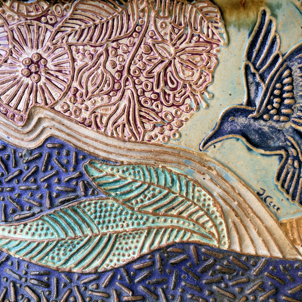 Hummingbird Pottery Ceramic Platter Handmade Artisan platter – Perfect Gift for Nature and Bird Lovers