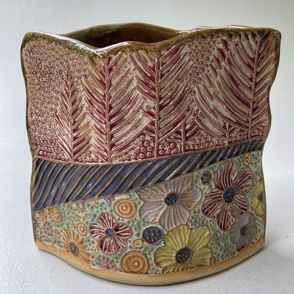 Hummingbird Pottery Utensil holder or Flower Vase Hand Made Microwave and Dishwasher Safe