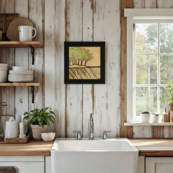 Landscape Wall Art Multi-media Pottery and Oil Paint