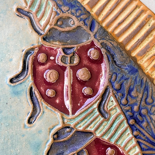 Ladybug Pottery Wall Hanging – Handcrafted Ceramic Art