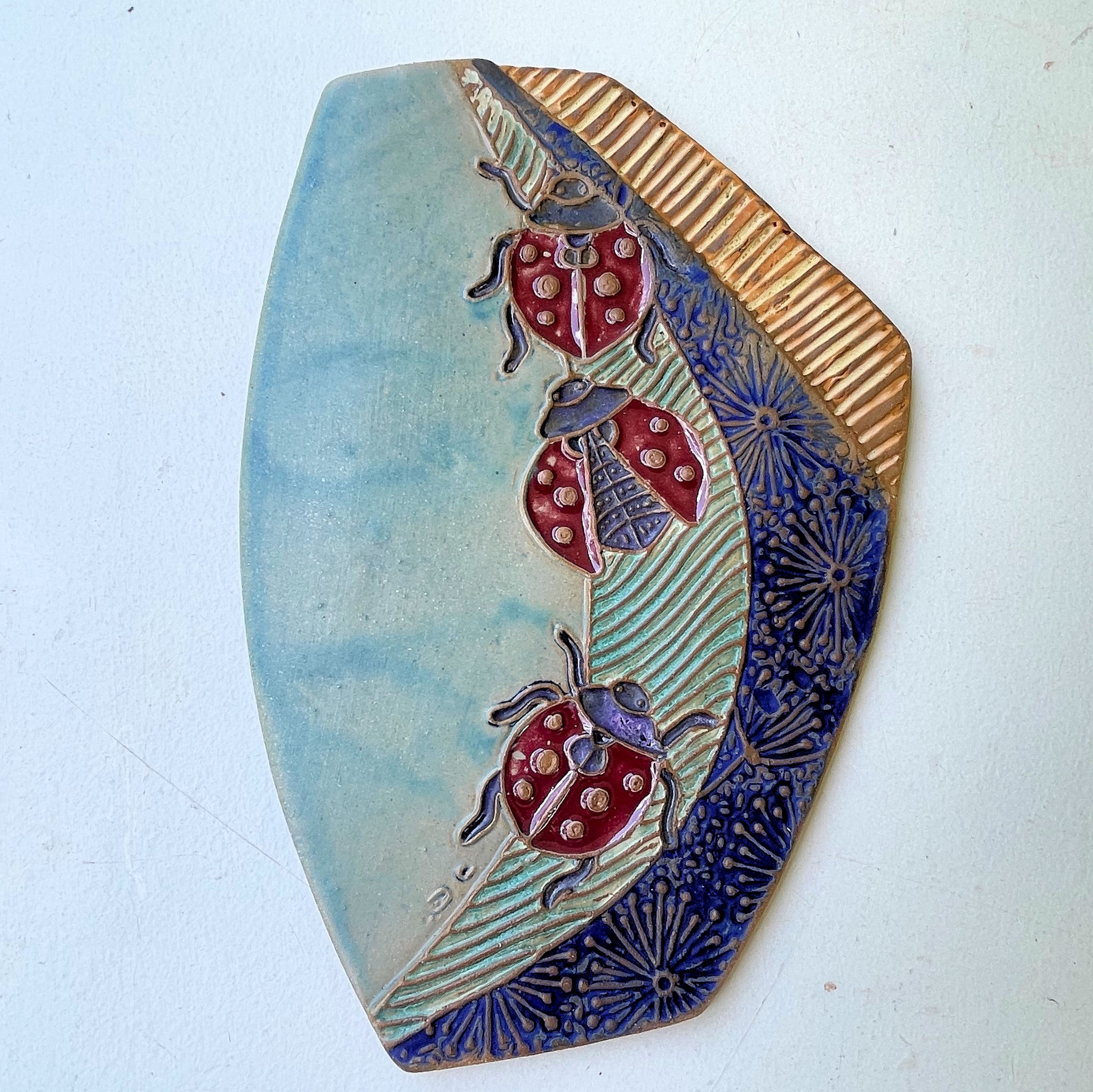 Ladybug Pottery Wall Hanging – Handcrafted Ceramic Art