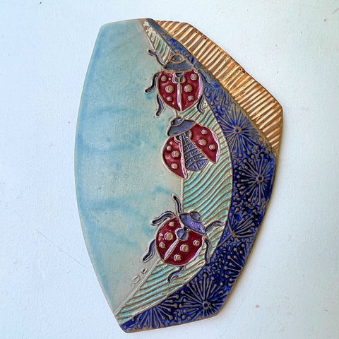 Ladybug Pottery Wall Hanging – Handcrafted Ceramic Art