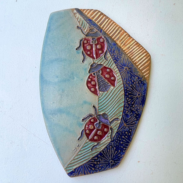 Ladybug Pottery Wall Hanging – Handcrafted Ceramic Art