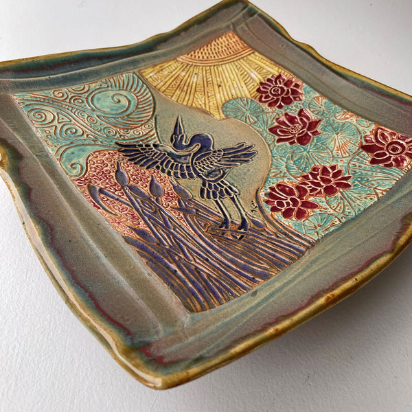 Heron Platter Handmade Stoneware Ceramics Pottery Tableware Handbuilt