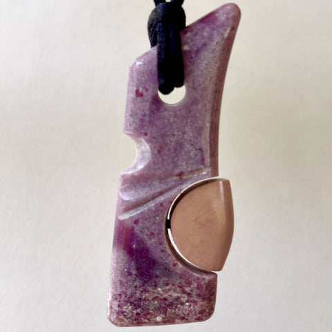 Lepidolite and Phosphosiderite Carving Pendant