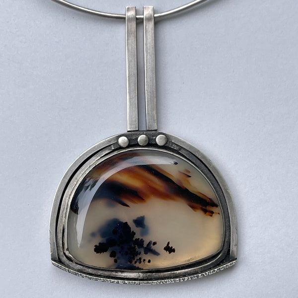 Montana Agate and Sterling Silver Pendant