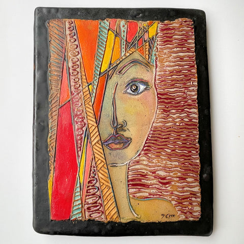 Abstract Portrait Handmade Ceramic Pottery Wall Art