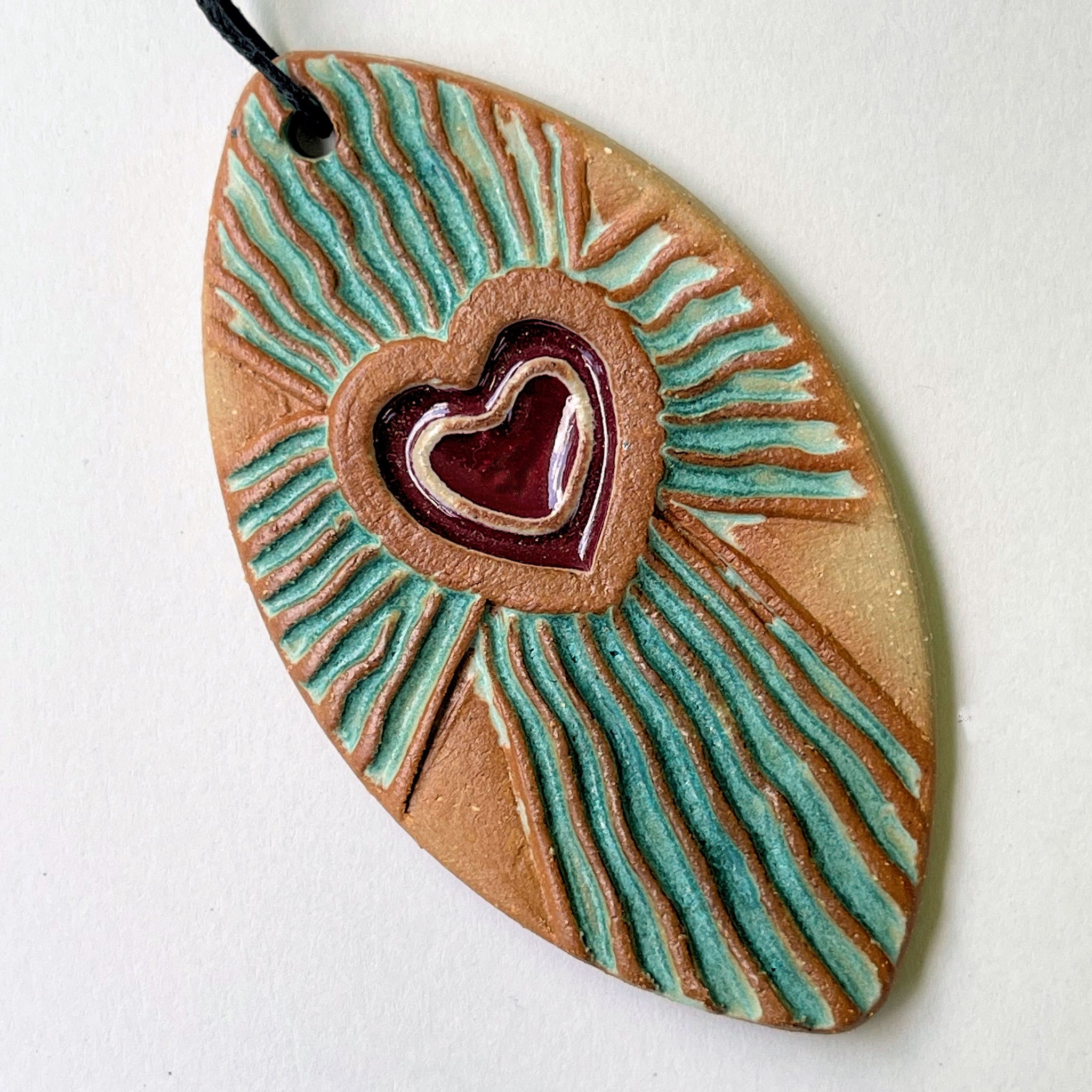 Handmade Pottery Cross with Heart – Ceramic Christmas Ornament