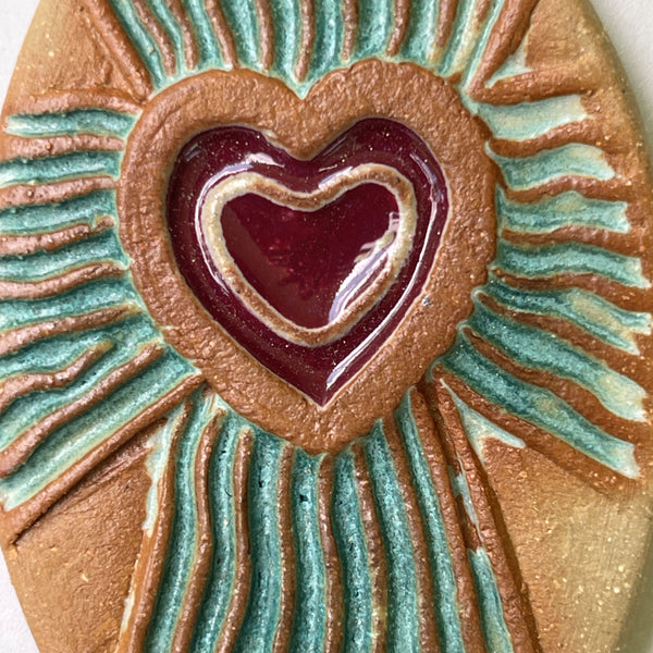 Handmade Pottery Cross with Heart – Ceramic Christmas Ornament