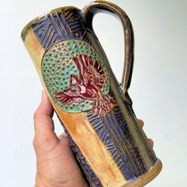 Robin Bird Travel Mug Pottery Ceramic Mug Handmade Artisan Coffee & Tea Cup – Perfect Gift for Nature and Bird Lovers