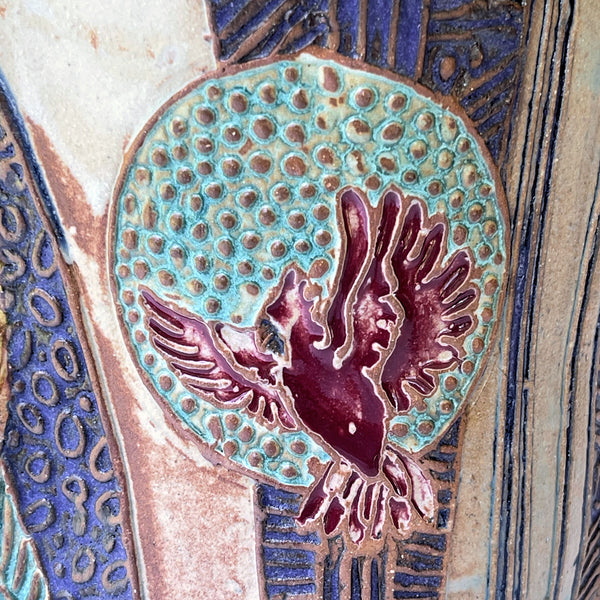 Robin Pottery Vessel with Lid - Handmade Ceramic Art