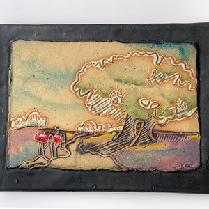 Landscape Rural Road Wall Art Multi-media Pottery and Oil Paint