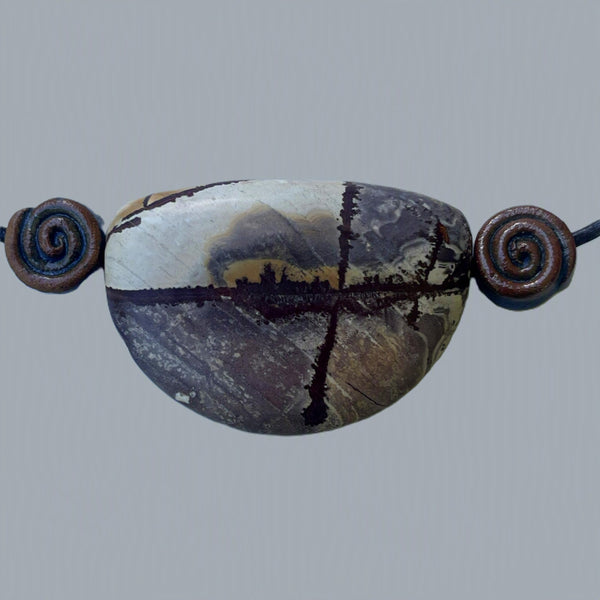 Custom Cut Sonoran Rhyolite and Rolling Hills Dolomite with Handmade Stoneware Beads