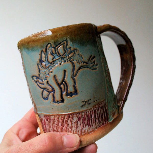 Stegosaurus Ceramic Mug Handmade Artisan Coffee & Tea Cup – Perfect Gift for Dinosaur Lovers