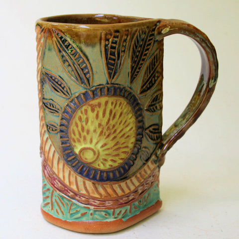 Sun Pottery Ceramic Mug Handmade Artisan Coffee & Tea Cup – Perfect Gift for Nature and Sun Lovers