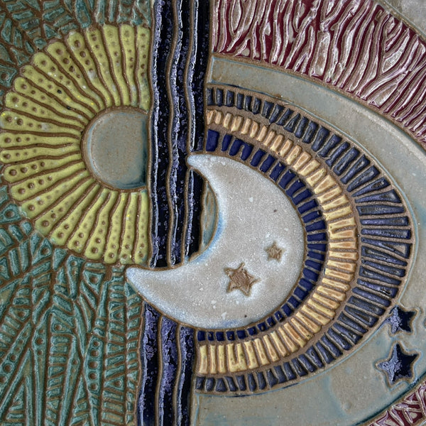 Sun and Moon Pottery Wall Hanging – Handcrafted Ceramic Art