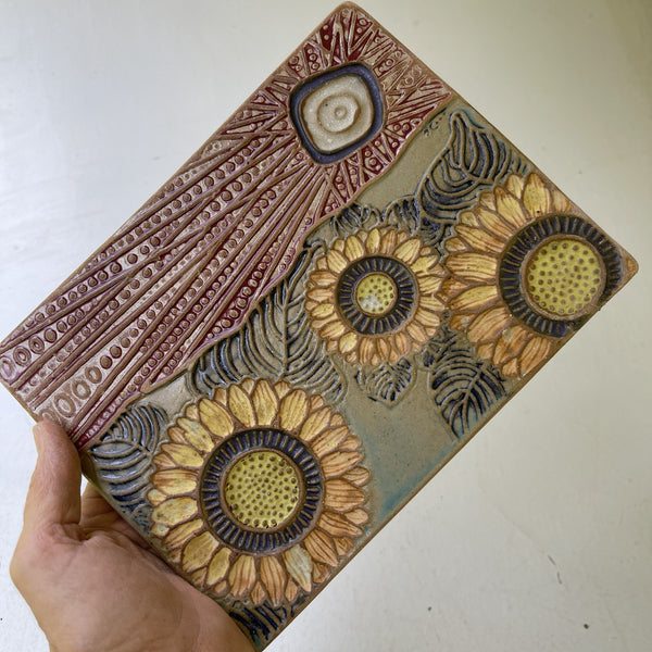 Sunflower Pottery Wall Hanging – Handcrafted Ceramic Art