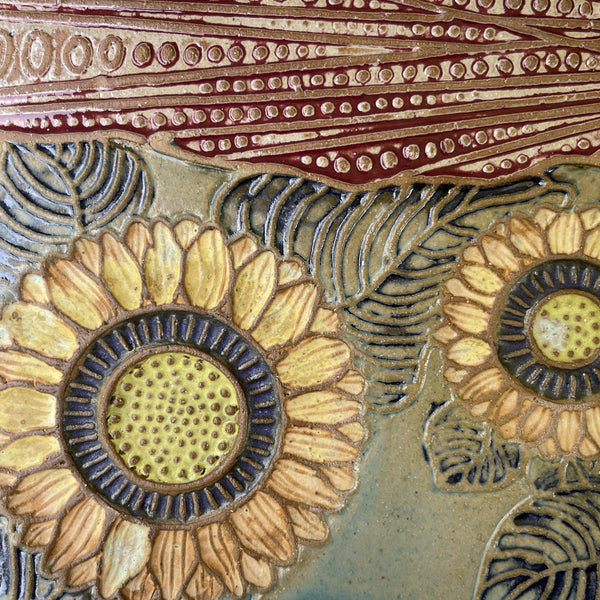 Sunflower Pottery Wall Hanging – Handcrafted Ceramic Art