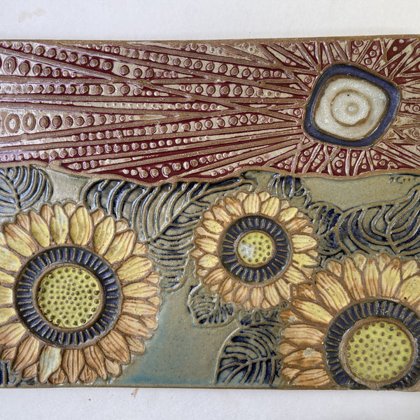 Sunflower Pottery Wall Hanging – Handcrafted Ceramic Art