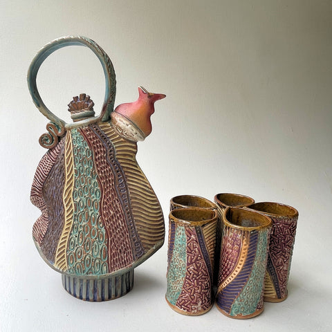 Handmade Artistic Teapot Unique Ceramic Pottery Tea Set