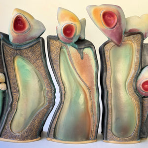 Handcrafted Ceramic Triptych Sculpture Unique Artistic Decor Eternal Ocean Rhythms