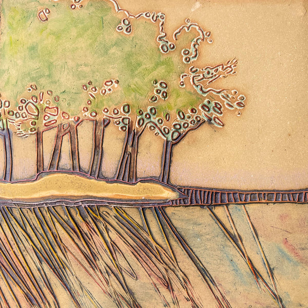 Landscape Wall Art Multi-media Pottery and Oil Paint