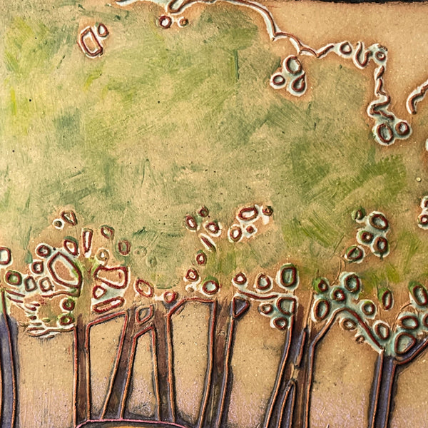 Landscape Wall Art Multi-media Pottery and Oil Paint