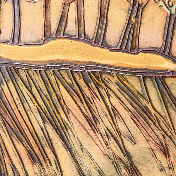 Landscape Wall Art Multi-media Pottery and Oil Paint