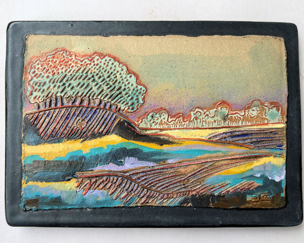 Landscape Wall Art Multi-media Pottery and Oil Paint