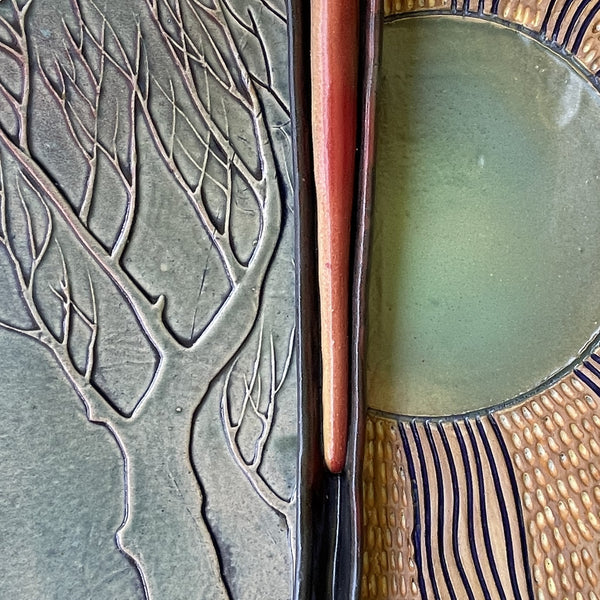 Tree and Sun Ceramic Wall Art or Table Centerpiece