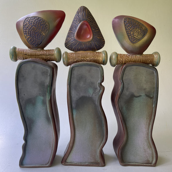 Handcrafted Ceramic Triptych Sculpture Unique Artistic Decor Eternal Ocean Rhythms Series