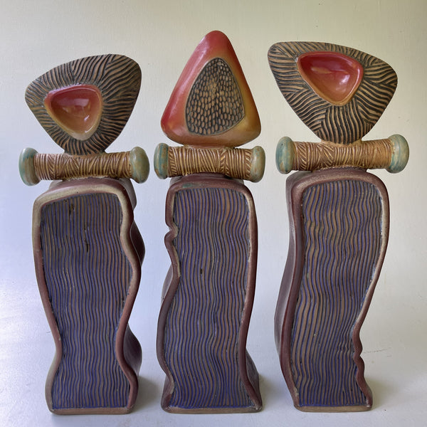 Handcrafted Ceramic Triptych Sculpture Unique Artistic Decor Eternal Ocean Rhythms Series