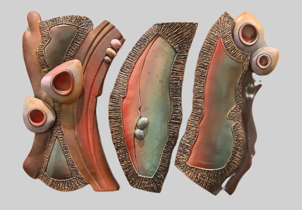Triptych Abstract Ceramic Wall Art