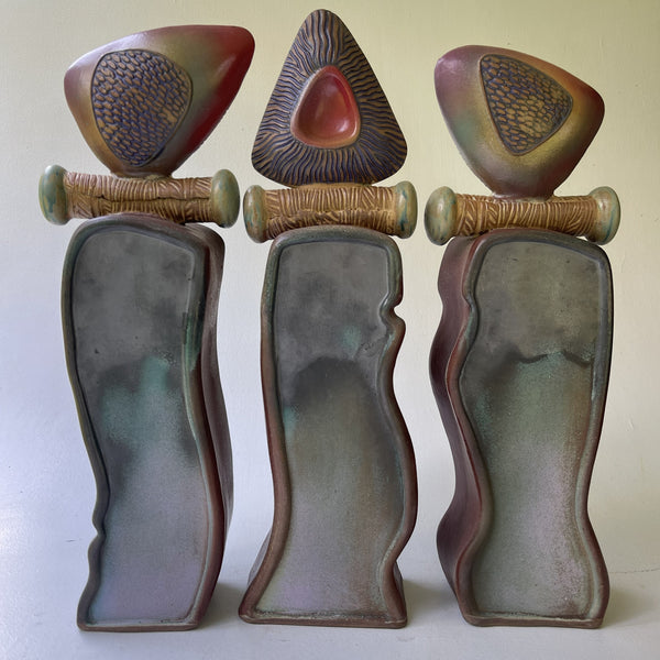 Handcrafted Ceramic Triptych Sculpture Unique Artistic Decor Eternal Ocean Rhythms Series