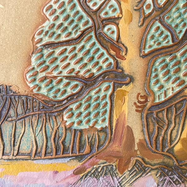 Landscape Wall Art Multi-media Pottery and Oil Paint