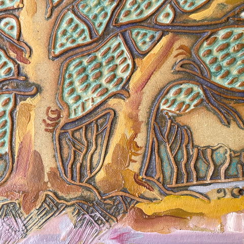 Landscape Wall Art Multi-media Pottery and Oil Paint