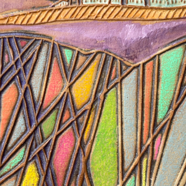 Landscape Winter Trees Wall Art Multi-media Pottery and Oil Paint