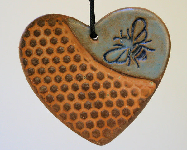 Bee and Honeycomb Heart Shaped Ornament