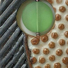 Clay Pendant Necklace with Sea Glass Bead