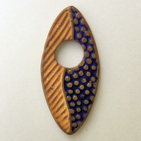 Abstract Focal Bead Gold & Blue Marquise Shape