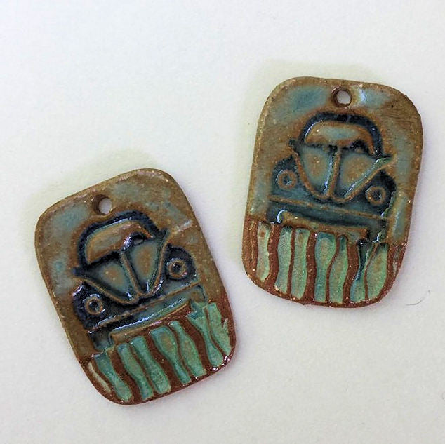Hippie Bug Earring Beads Rectangle - set of two