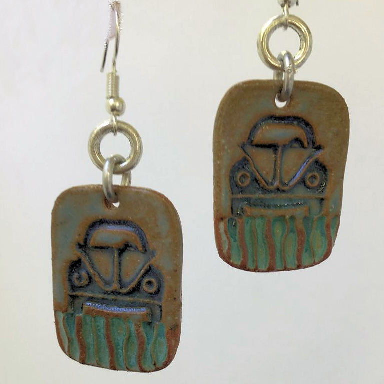 Hippie Bug Earrings hand-made stoneware beads